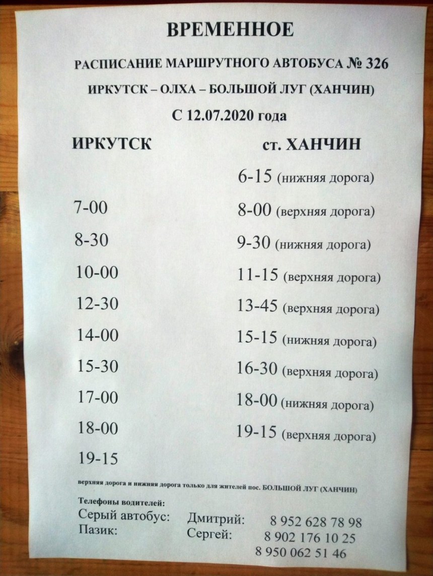 Расписание автобусов