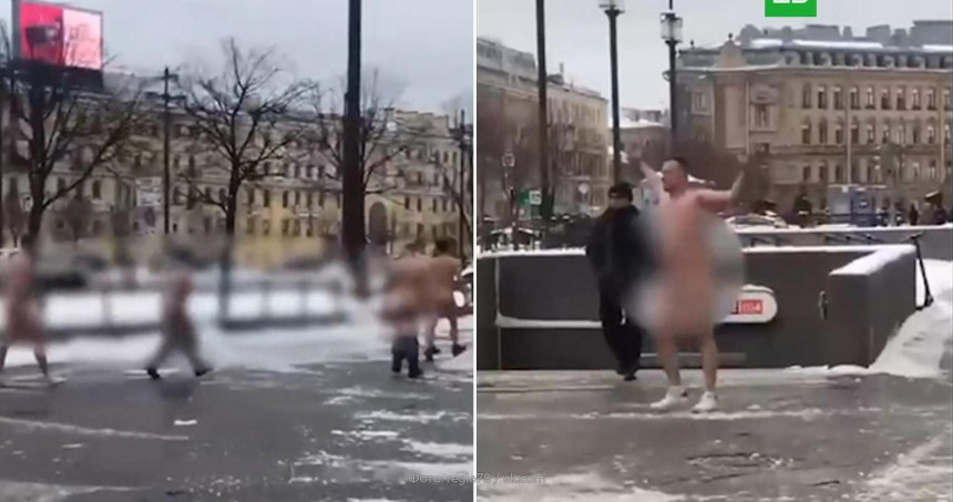Пробежка голышом по центру Питера